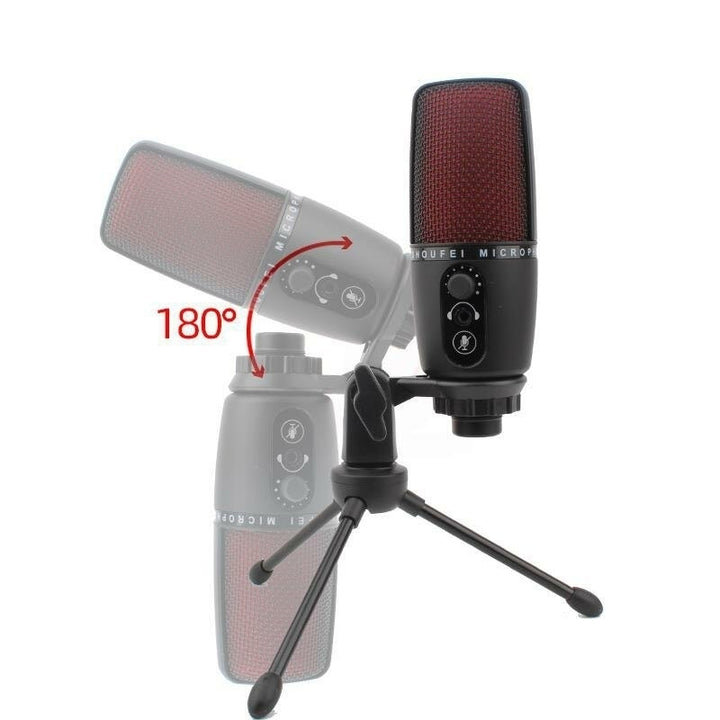 condenser studio microphone stereo recording with volume control real silent key led status display Image 7