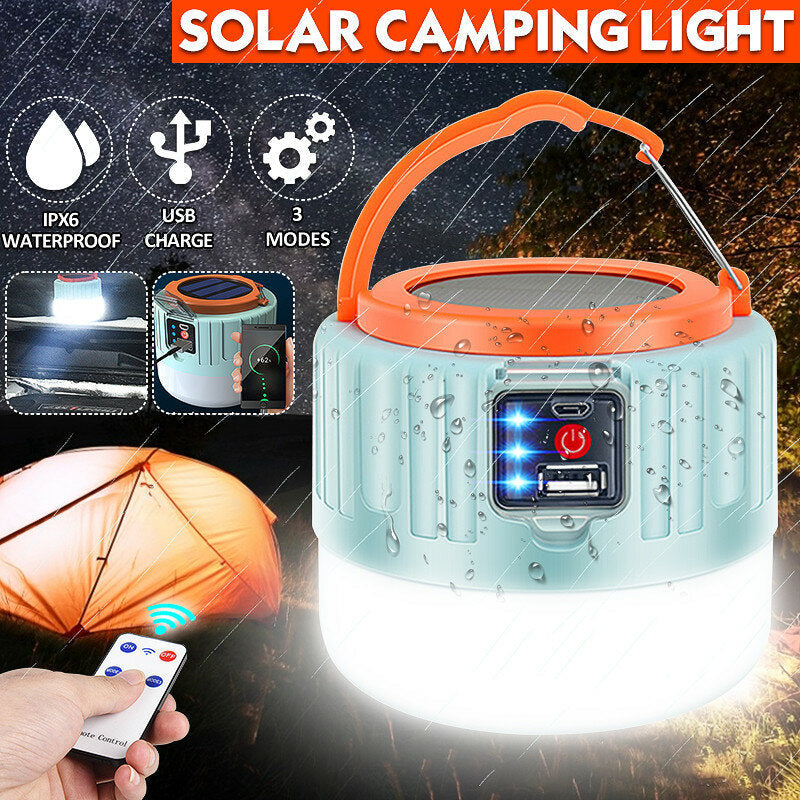 Control Solar LED Camping Lantern USB Rechargeable Light Bulb Tent Light Solar Bulb Light Image 2