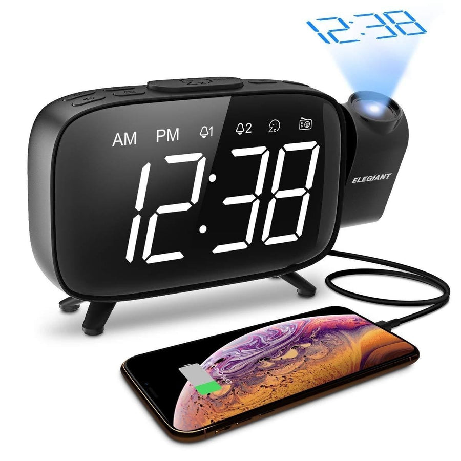 Digital LED Projector Projection FM Radio Snooze Alarm Clock Image 1