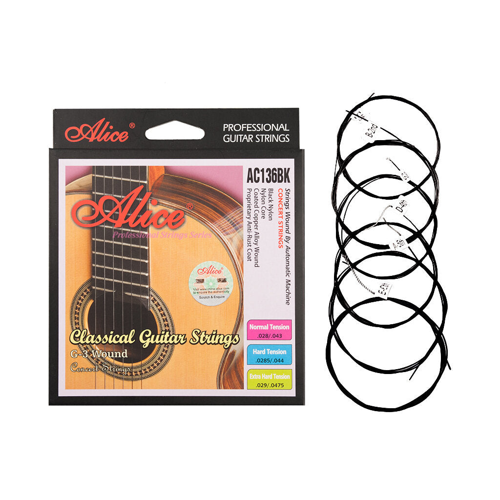 Classical Guitar Strings AC136BK With Black Nylon 6 Strings Guitar Accessories Image 4