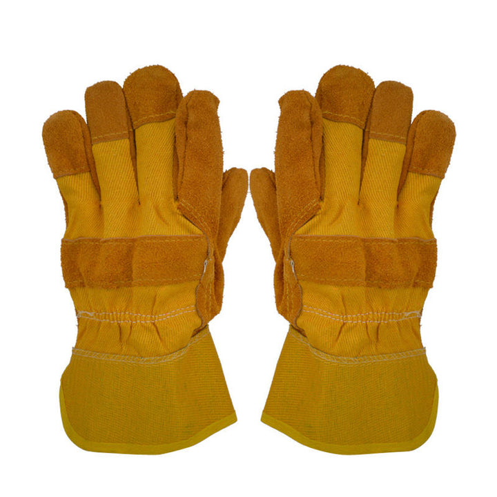 Cowhide Leather Welding Gloves Wearproof Cut-Resistant Anti-stab Security Protection Fitness Image 1