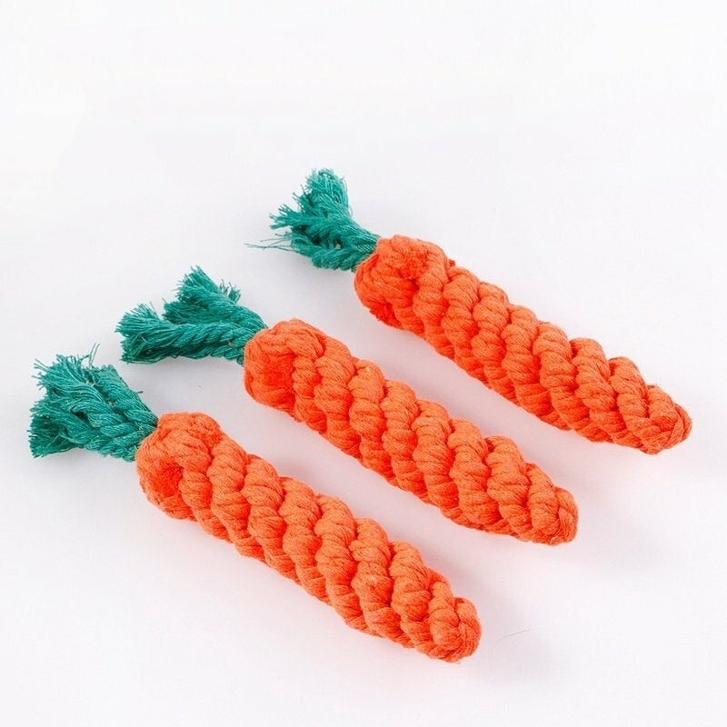 Creative Environmental Simulation Carrot Cat Dog Knot Double Knot Cotton Rope Pet Toys Image 6