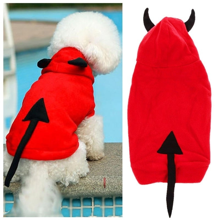 Christmas Pet Dog Cat Outstanding Devil Clothes Puppy Winter Warm Costume Red Coats Outterwear Image 3
