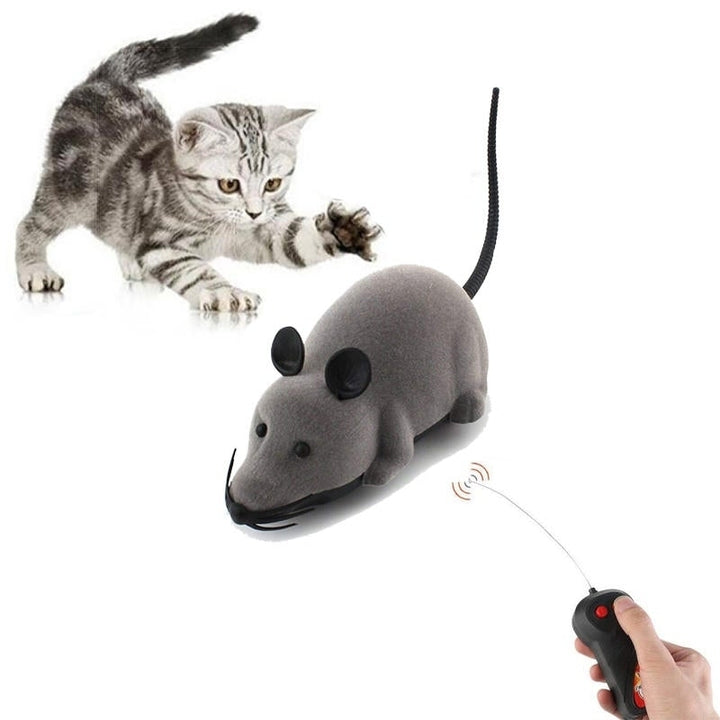 Creative Pet toxic Remote Control Mouse Pet Cat Dog Toy Lifelike Funny Flocking Rat Toy Image 1