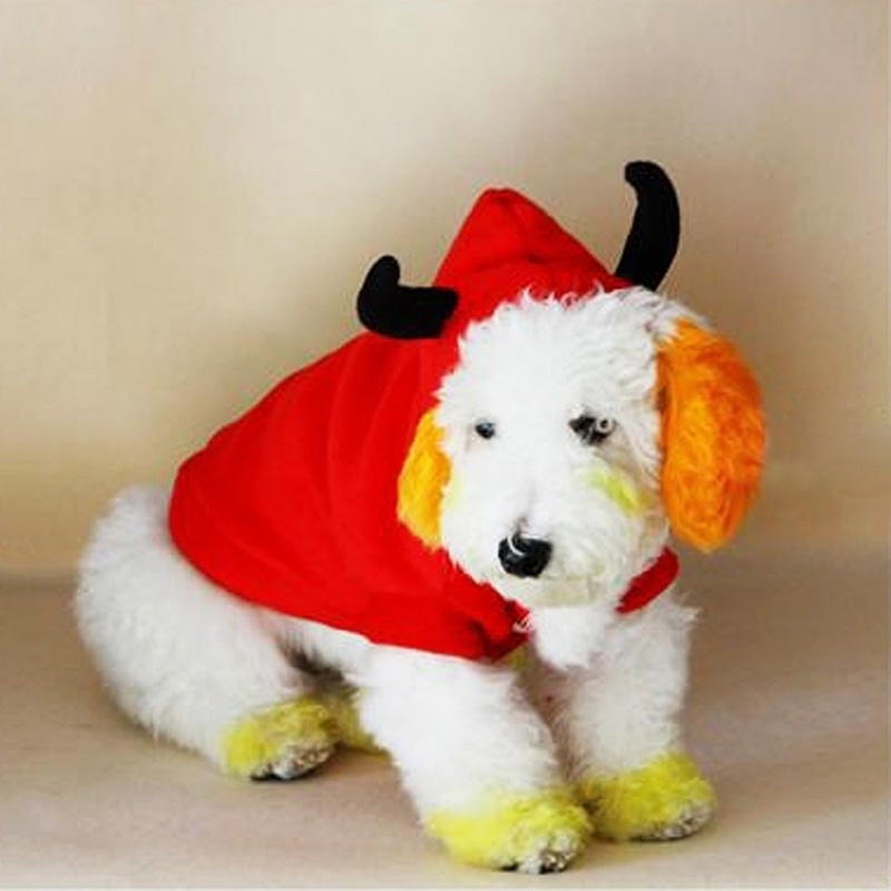 Christmas Pet Dog Cat Outstanding Devil Clothes Puppy Winter Warm Costume Red Coats Outterwear Image 4