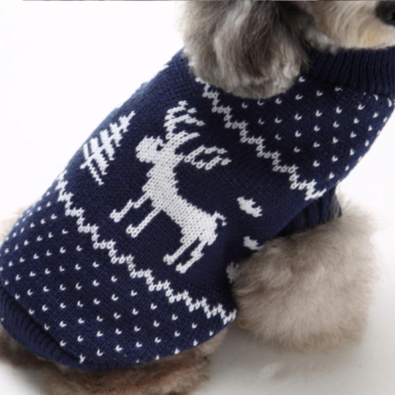 Christmas Pet Dog CatSnow And Deer Winter Warm Sweater Hoodie Pappy Jumpsuits Image 2