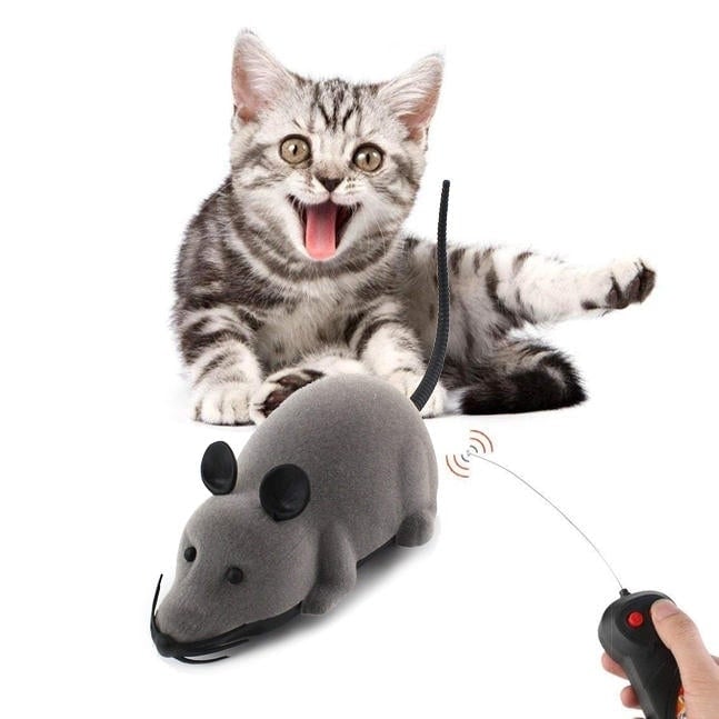 Creative Pet toxic Remote Control Mouse Pet Cat Dog Toy Lifelike Funny Flocking Rat Toy Image 2
