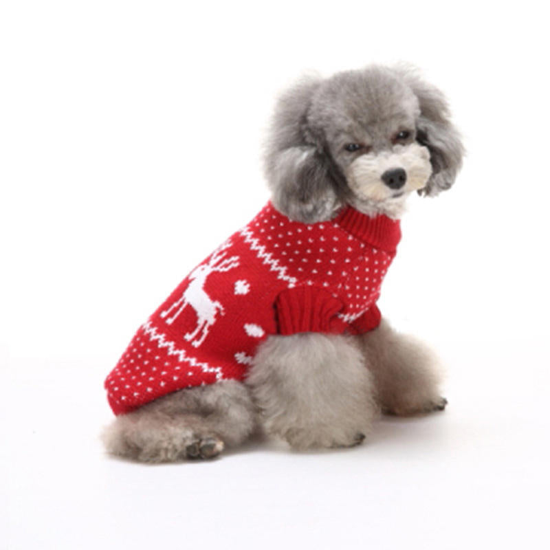 Christmas Pet Dog CatSnow And Deer Winter Warm Sweater Hoodie Pappy Jumpsuits Image 3