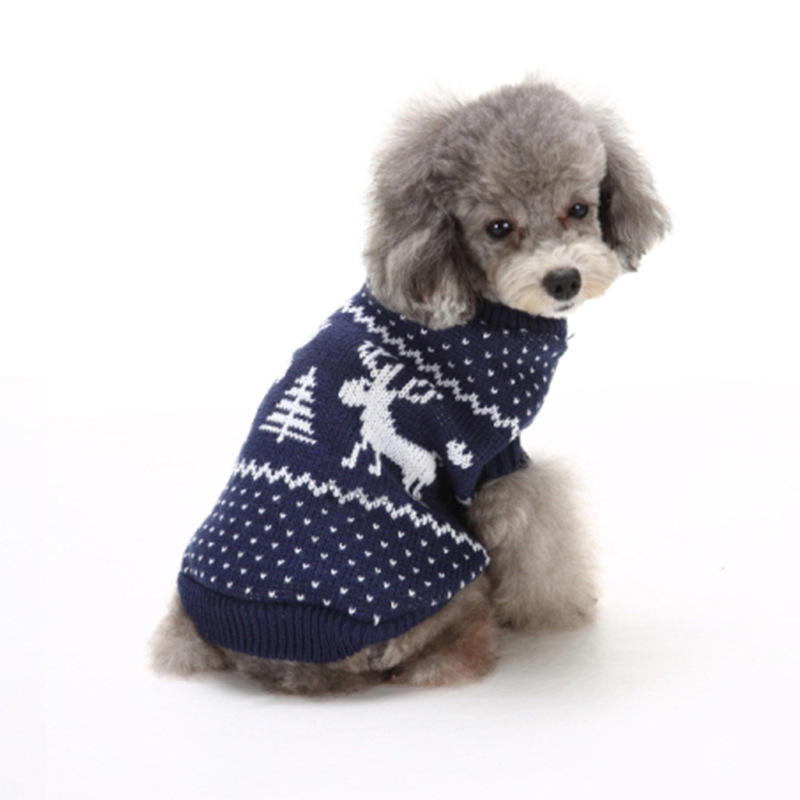 Christmas Pet Dog CatSnow And Deer Winter Warm Sweater Hoodie Pappy Jumpsuits Image 4