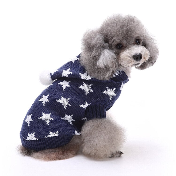 Christmas Star Winter Warm Sweater For Pet Dog Cat Hoodie Pappy Jumpsuits With Hat Image 1