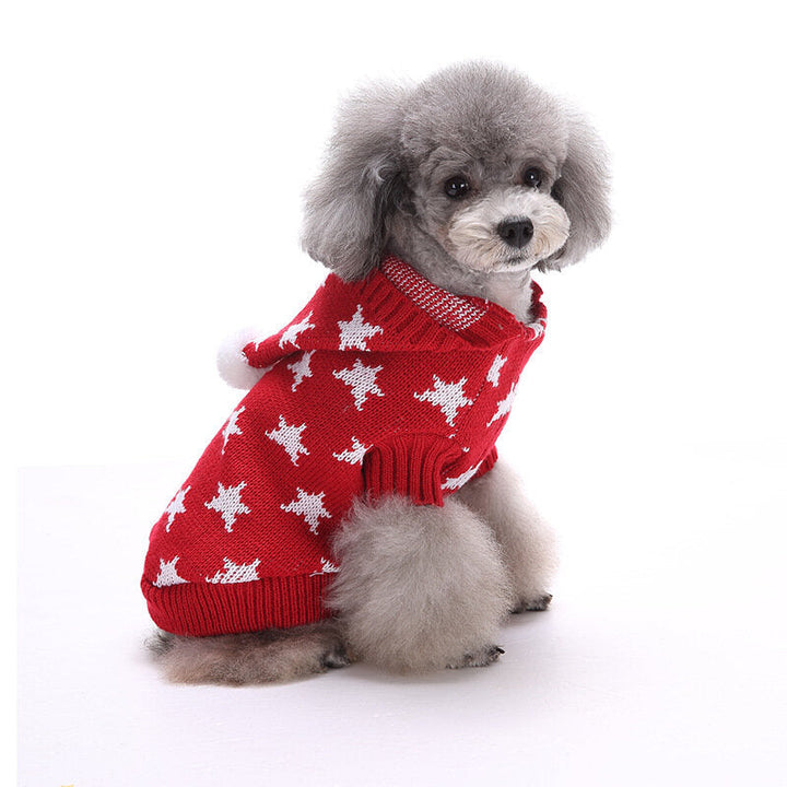 Christmas Star Winter Warm Sweater For Pet Dog Cat Hoodie Pappy Jumpsuits With Hat Image 6