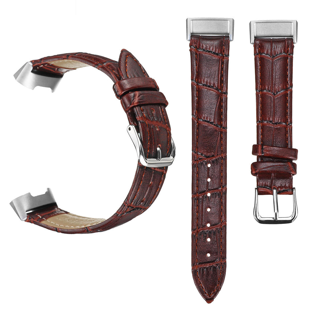 Classic Genuine Leather Wristband Strap Watch Band for Fitbit Charge 3 Smart Watch Image 4