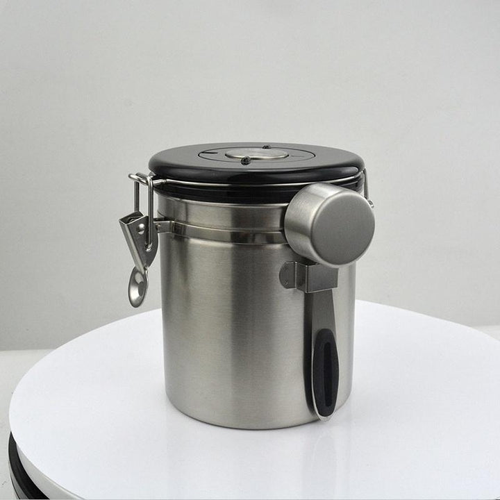Coffee Beans Sealed Can Cup with Exhaust Valve Stainless Steel Tea Canister Image 3