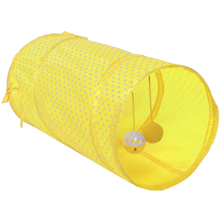 Collapsible Training Pet Cat Tunnel Toy with Bell And Plush Ball 2 Ways Tube Image 6
