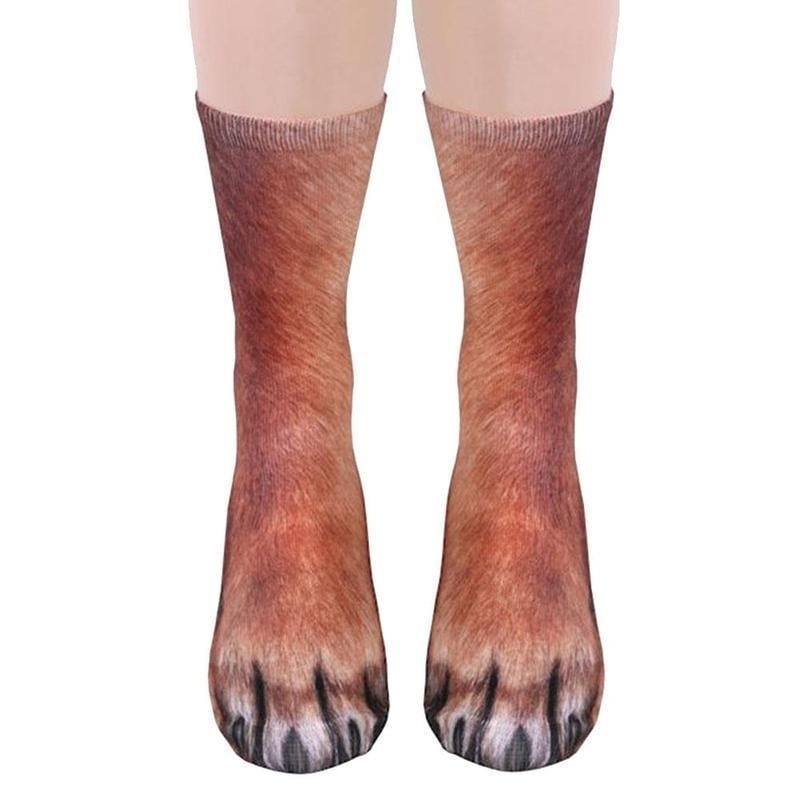 Creative 3D Print Adult Animal Paw Socks Unisex Crew Cat Long Tube Stocks Elastic Breathable Sock Dog Tiger Zebra Pig Image 3