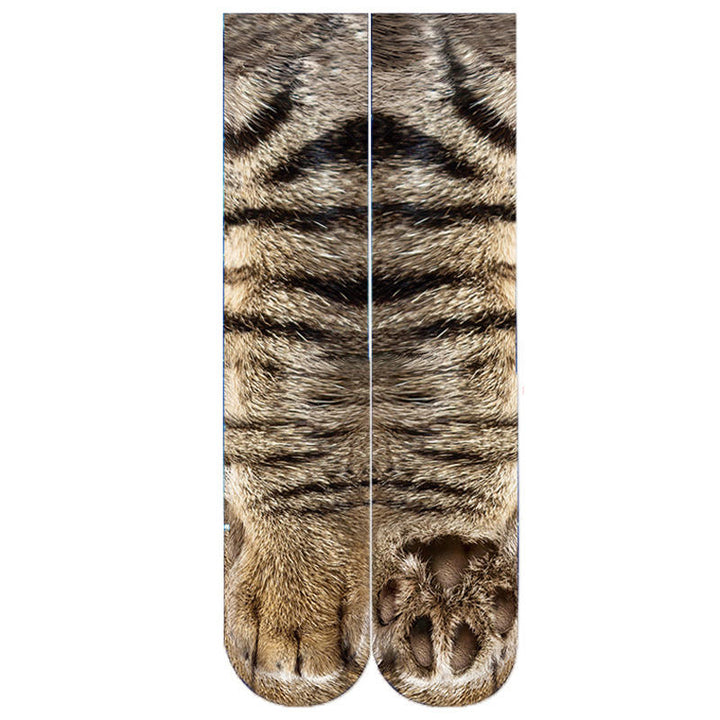 Creative 3D Print Adult Animal Paw Socks Unisex Crew Cat Long Tube Stocks Elastic Breathable Sock Dog Tiger Zebra Pig Image 6