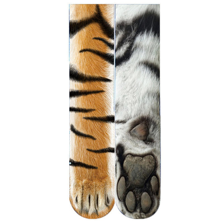 Creative 3D Print Adult Animal Paw Socks Unisex Crew Cat Long Tube Stocks Elastic Breathable Sock Dog Tiger Zebra Pig Image 8