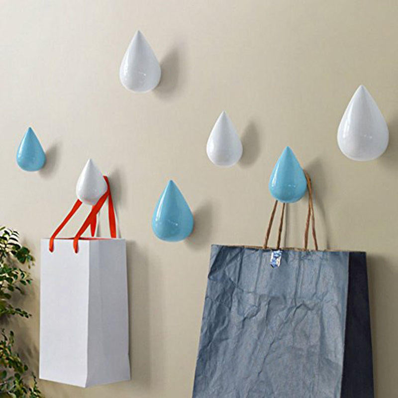 Creative Water Droplets Hook Solid Wooden Coat Cap Hooks for Hanging Storage Image 1