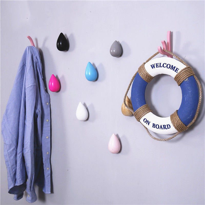 Creative Water Droplets Hook Solid Wooden Coat Cap Hooks for Hanging Storage Image 2