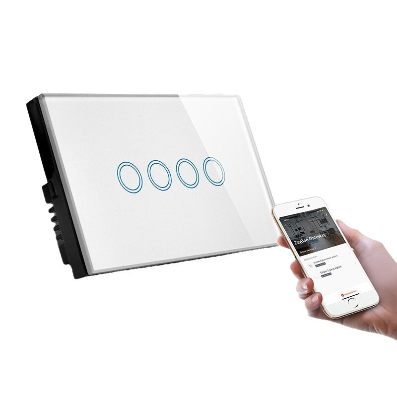 Crystal Touch Screen Glass Panel ZB Wall Switch Compatible with Alexa and Google Home 1/2/3/4Gang Image 4