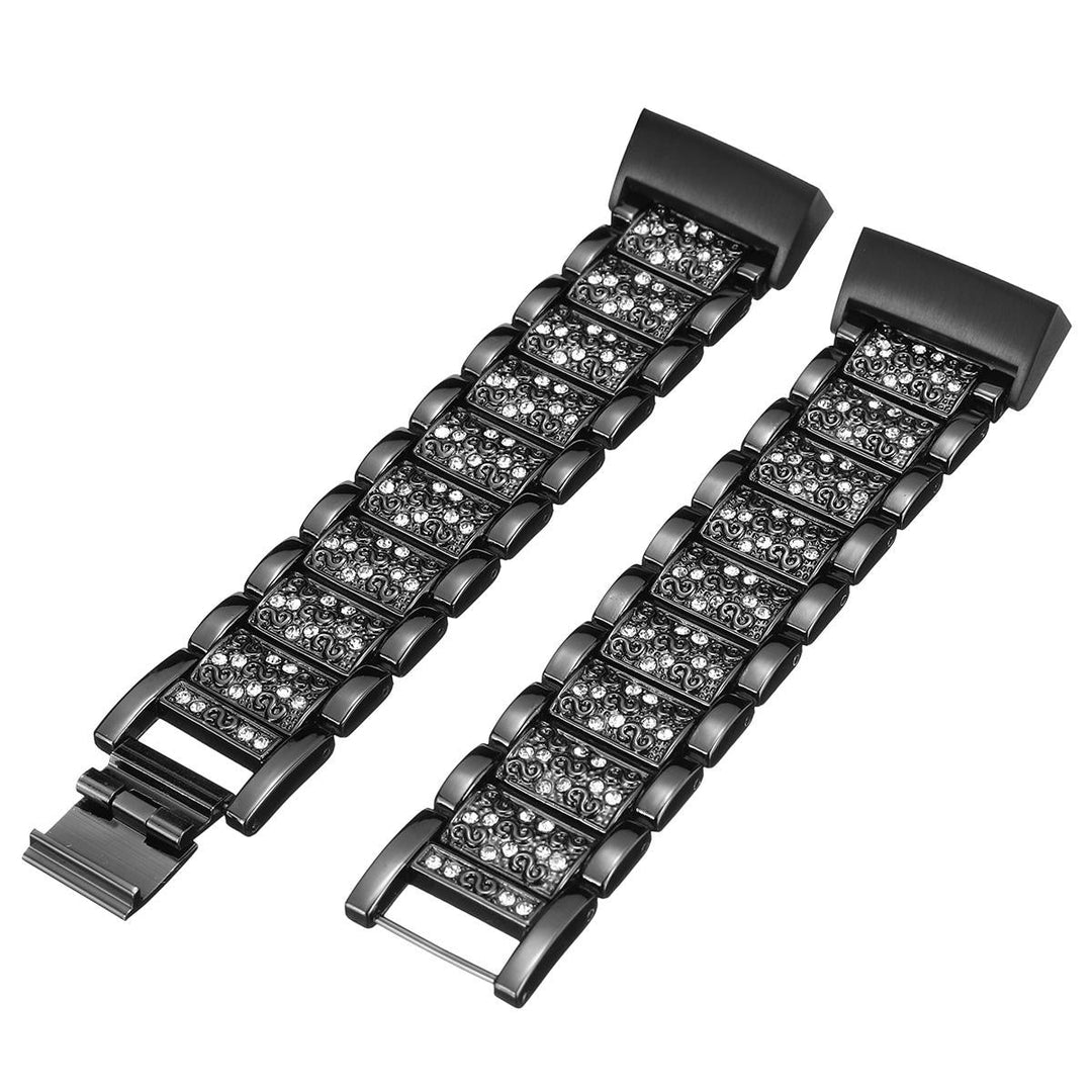 Crystal Stainless Steel Watch Band Wrist Strap for Fitbit Charge 3 Smart Watch Image 6