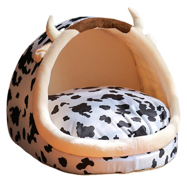 Cute Animal Design Comfortable Indoor House Bed Pet Dog Cat Nests Pad Soft Fleece Bed Image 4