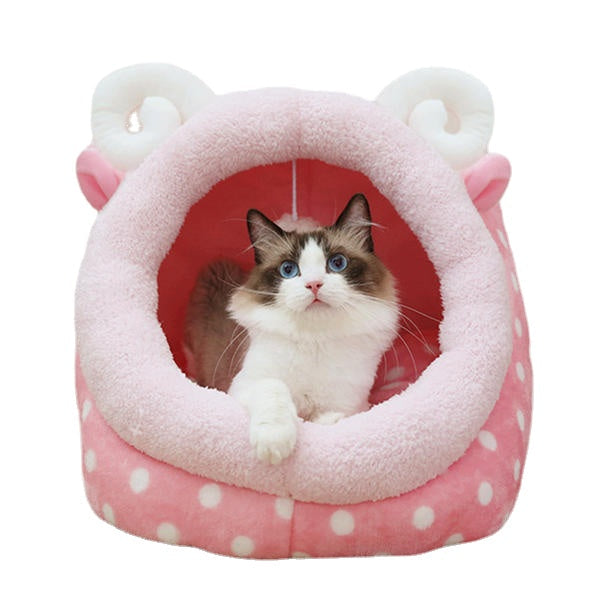 Cute Animal Design Comfortable Indoor House Bed Pet Dog Cat Nests Pad Soft Fleece Bed Image 6