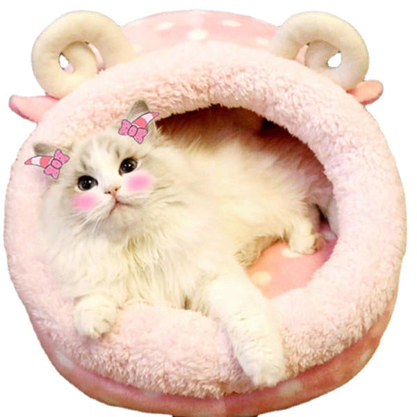 Cute Animal Design Comfortable Indoor House Bed Pet Dog Cat Nests Pad Soft Fleece Bed Image 9