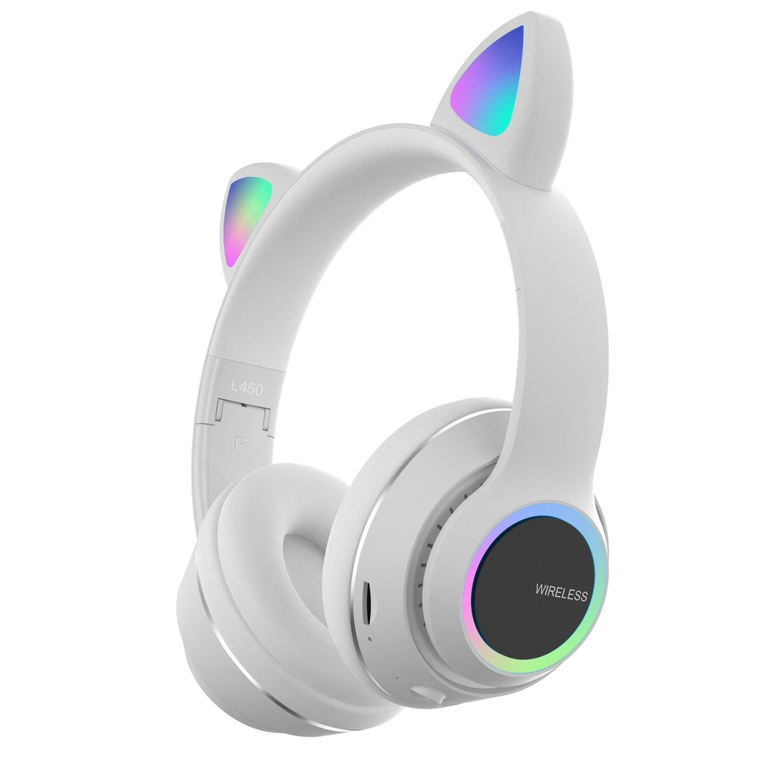 Cute Cat Ear bluetooth Headset Foldable HiFi Music Headphone Supports TF Card FM with Mic Image 6