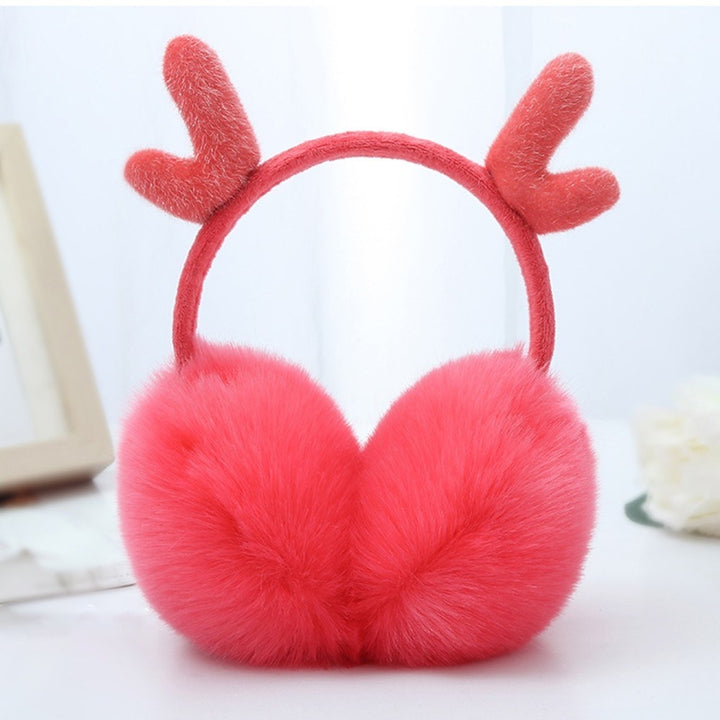 Cute Fashion Antlers Earmuffs Outdoor Winter WarmSoft Plush Earwarmer Adjustable Headband Ears m*** for Women Girls Image 2