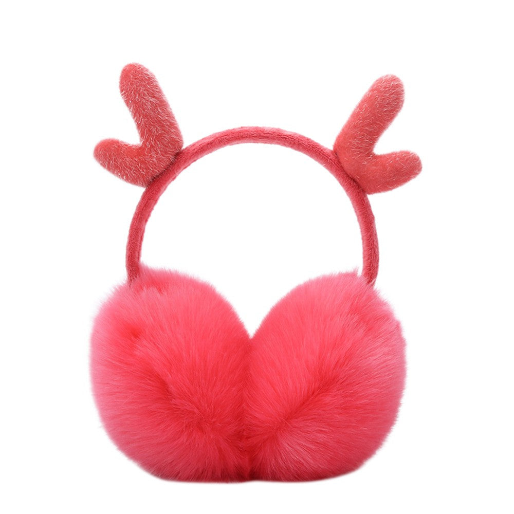 Cute Fashion Antlers Earmuffs Outdoor Winter WarmSoft Plush Earwarmer Adjustable Headband Ears m*** for Women Girls Image 8