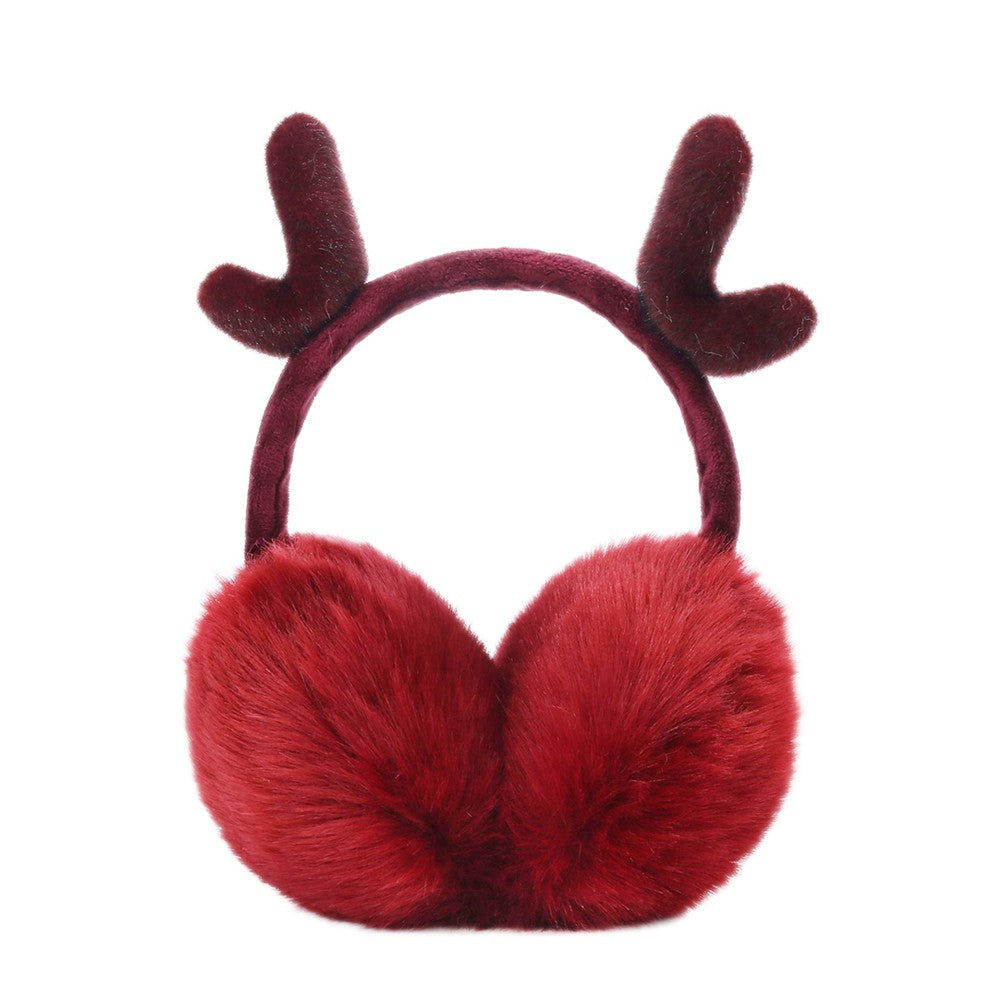 Cute Fashion Antlers Earmuffs Outdoor Winter WarmSoft Plush Earwarmer Adjustable Headband Ears m*** for Women Girls Image 9