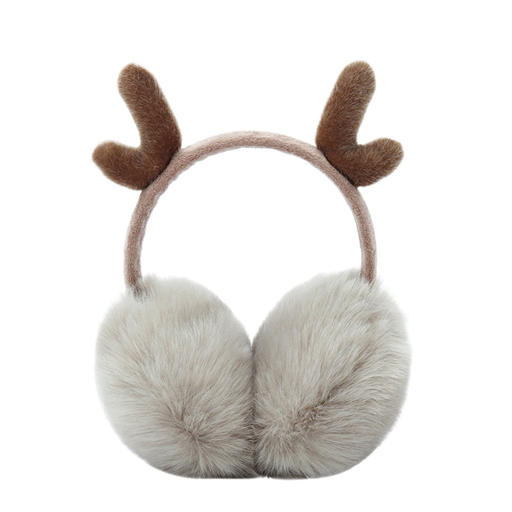 Cute Fashion Antlers Earmuffs Outdoor Winter WarmSoft Plush Earwarmer Adjustable Headband Ears m*** for Women Girls Image 11