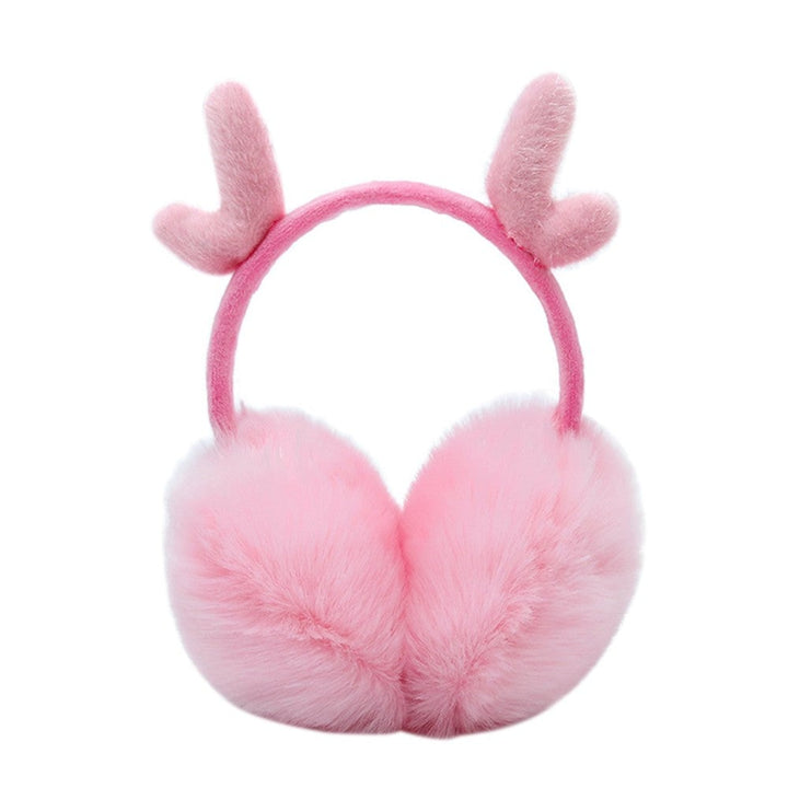 Cute Fashion Antlers Earmuffs Outdoor Winter WarmSoft Plush Earwarmer Adjustable Headband Ears m*** for Women Girls Image 1