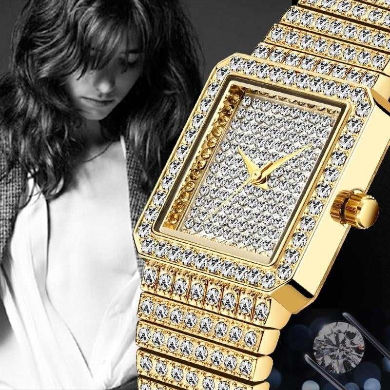 Diamond Watch For Women Luxury Brand Ladies Analog Quartz Unique Movt ...