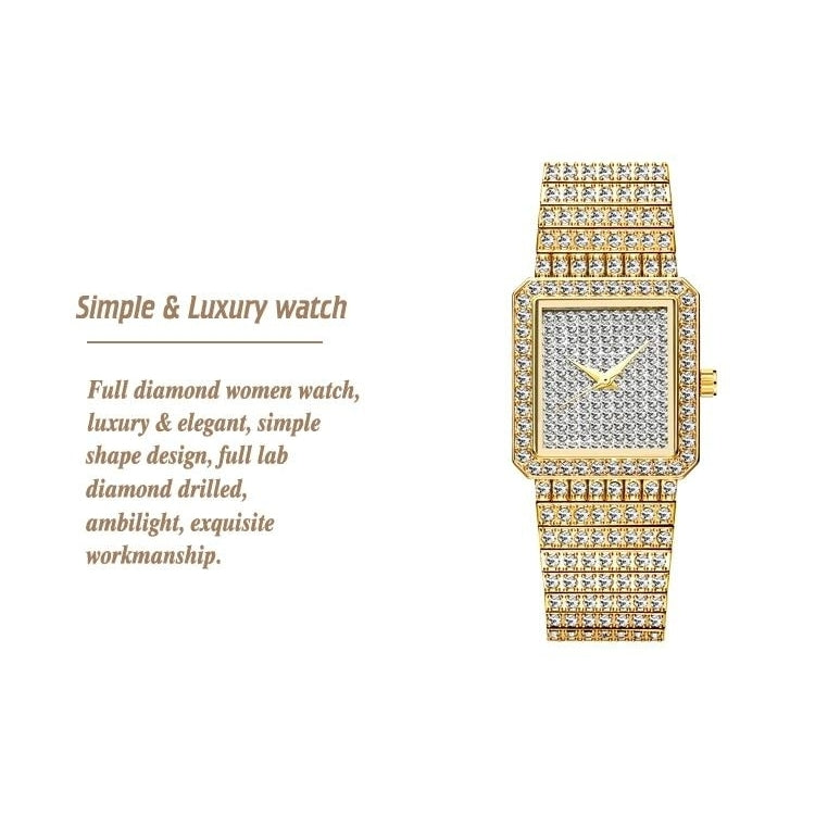 Diamond Watch For Women Luxury Brand Ladies Analog Quartz Unique Movt Image 6