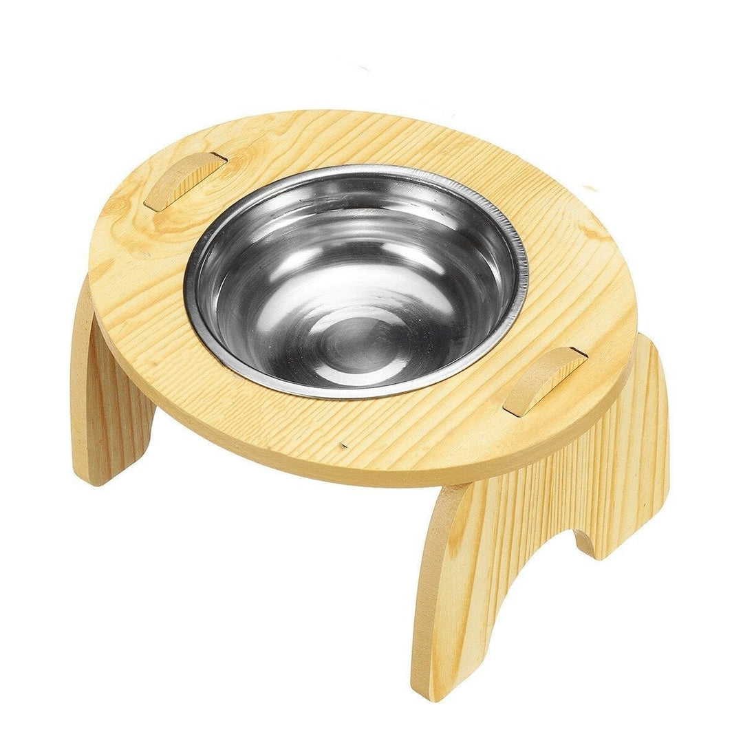 Double Elevated Pet Bowl Dog Cat Feeder Food 2 Kind of Materials Anti Slip Design Easy to Clean And Install Image 1