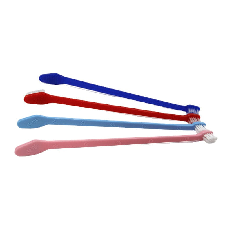 Double Head Dog Toothbrush Nylon Wire Dog Paw Print Toothbrush Pet Supplies for Dog Oral Cleaning Image 1