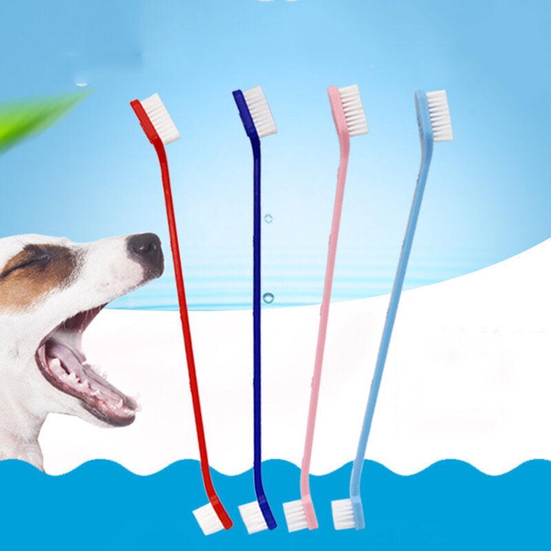 Double Head Dog Toothbrush Nylon Wire Dog Paw Print Toothbrush Pet Supplies for Dog Oral Cleaning Image 2