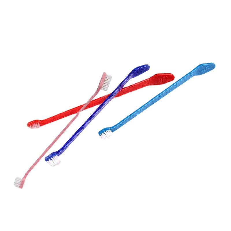 Double Head Dog Toothbrush Nylon Wire Dog Paw Print Toothbrush Pet Supplies for Dog Oral Cleaning Image 4