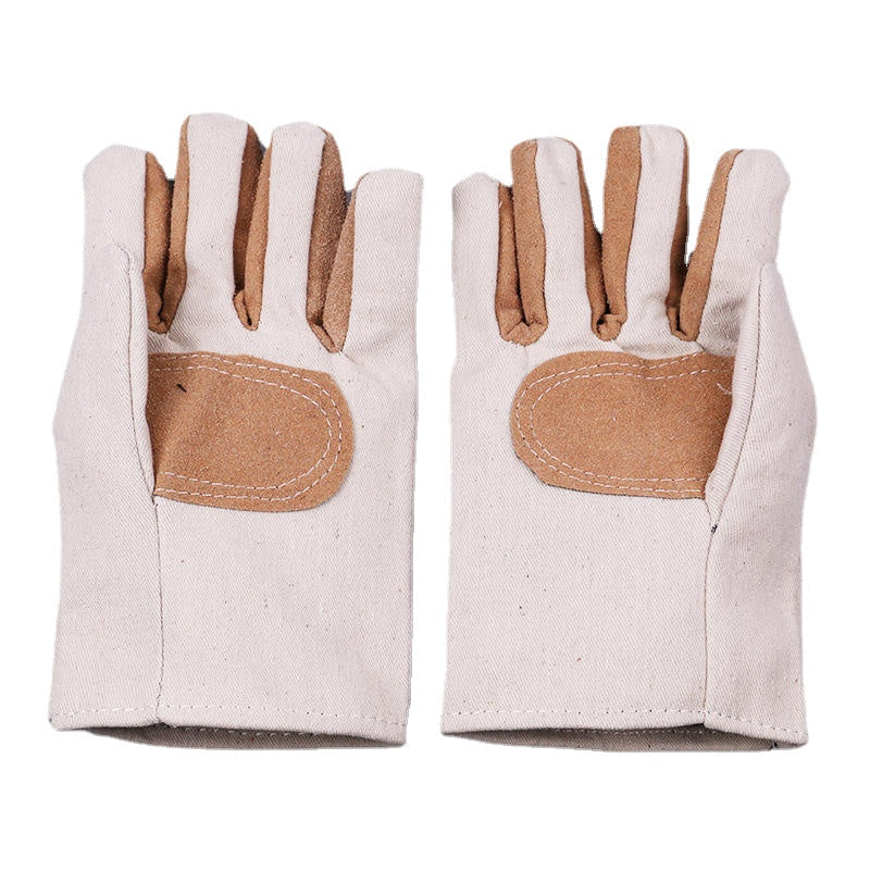 Double Layer Canvas Work Welding Gloves Wearproof Security Labor Protection Gloves Fitness Image 1