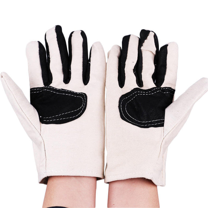 Double Layer Canvas Work Welding Gloves Wearproof Security Labor Protection Gloves Fitness Image 3