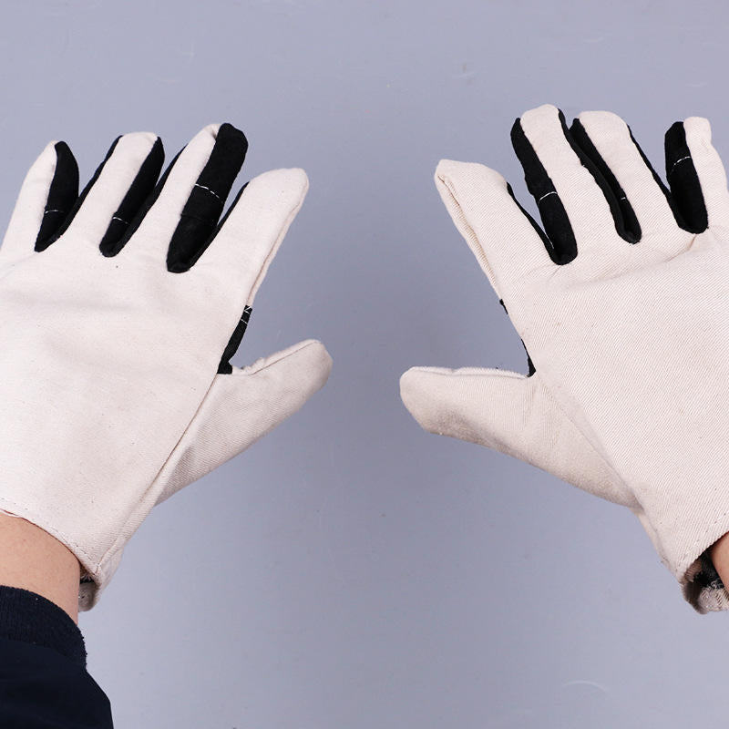 Double Layer Canvas Work Welding Gloves Wearproof Security Labor Protection Gloves Fitness Image 4