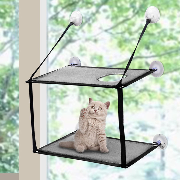 Double Layer Cat Bed Pet Window Hammock Cat Puppy Washable Hanging Perch Cat Tree Pet Bed Support 45lb Image 8