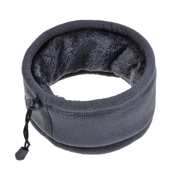 Double Layer Fleece Neck Gaiter with Drawstring Winter Sport Neck Warmer Scarf Beanie Hat for Cycling Fishing Skating Image 1