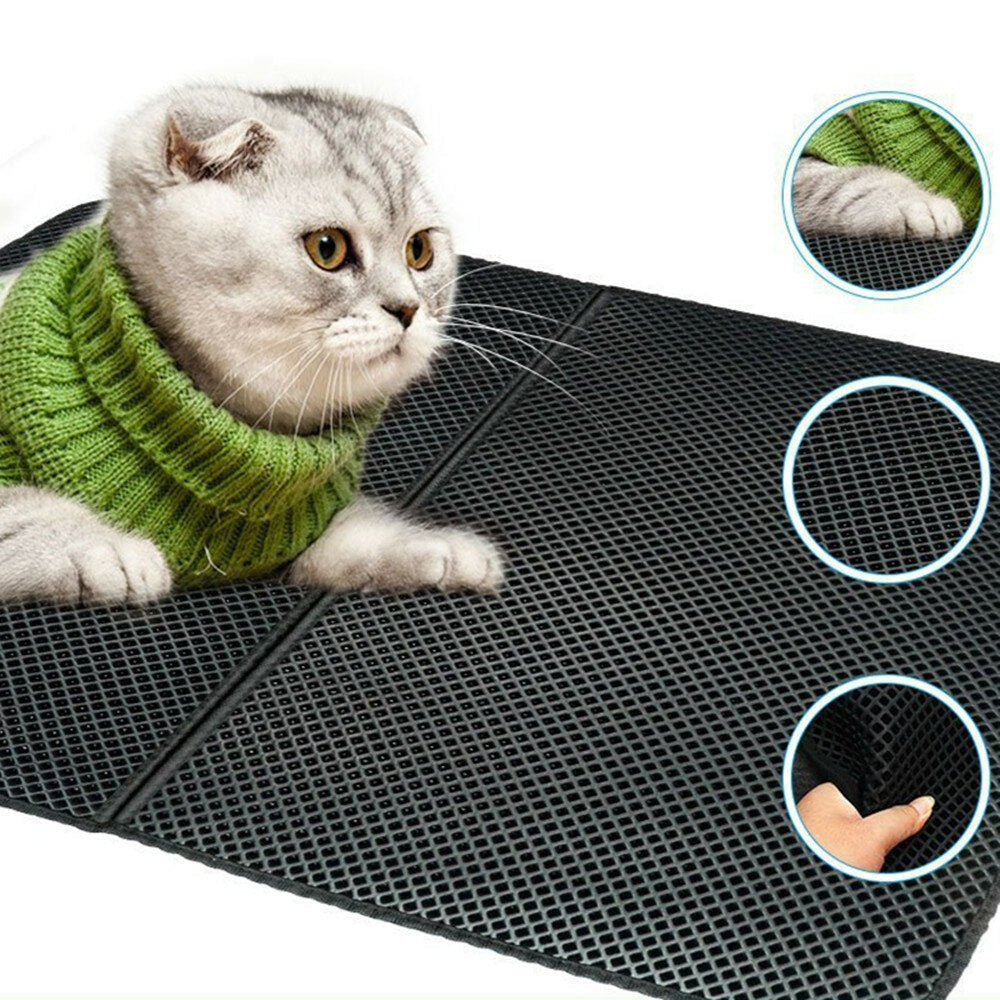 Double Layer Non-slip Cat Litter Mat Soft Honeycomb Hole Prevents Litter Scatter Multiple Size Options Image 4