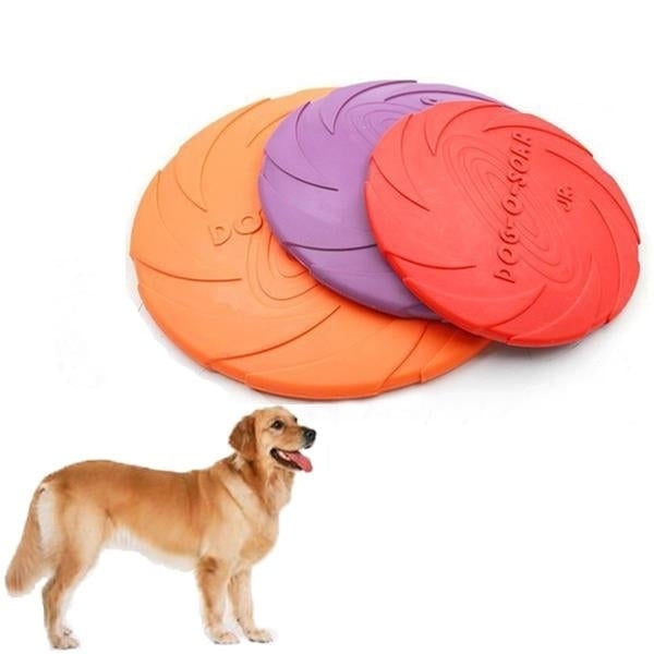 Dog Pet Toys Natural Rubber Flying Catch Toy Pets Toy Soft Training Plate Floating Disc Image 2