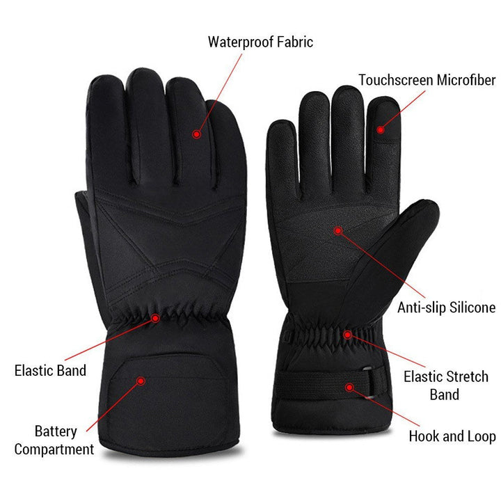 Electric Heated Gloves Waterproof Thermal Mittens Touch Screen Hand Warmer Gloves with Battery Box Image 6
