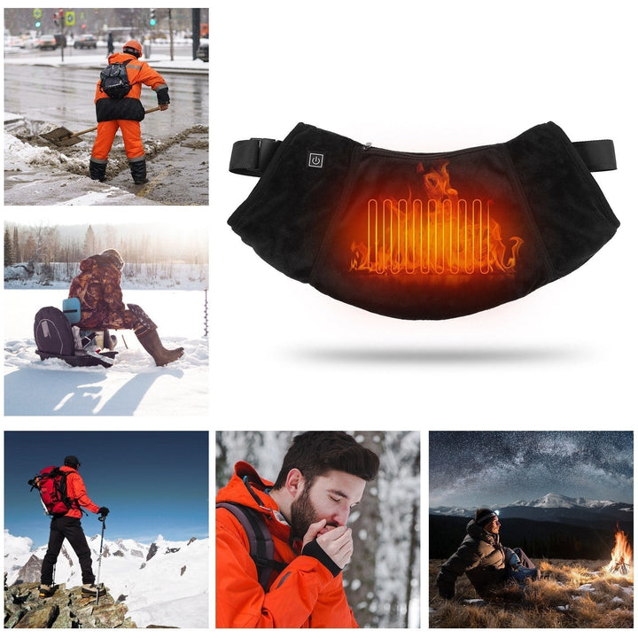 Electric Heated Hand Warmer m*** Cold Weather Thermal Glove Waist Bag Image 4