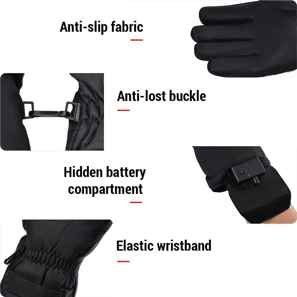 Electric Heated Gloves Waterproof Thermal Mittens Touch Screen Hand Warmer Gloves with Battery Box Image 8